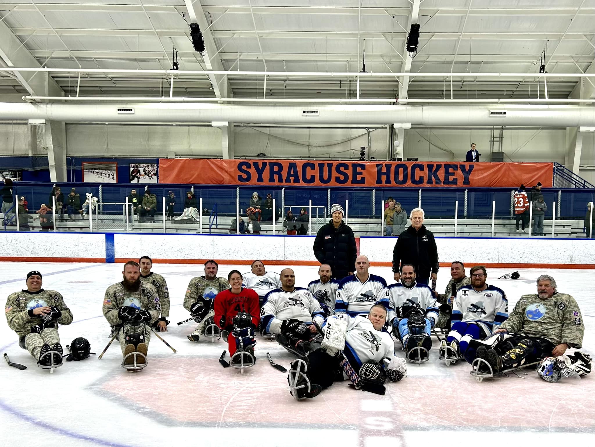 Sled Hockey - Syracuse Area Team - Seth Gitner (with beard 4th from right), SUMH Faculty Advisor